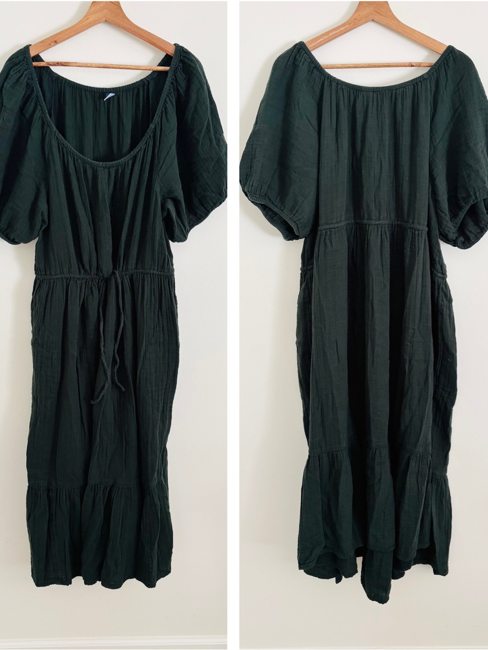 Old Navy Short-Sleeve Scoop Neck Midi Dressing Bottle Green